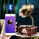 Vintage Wooden Bluetooth Gramophone Record Player