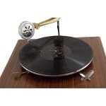Antique Dark Wood Replica Gramophone with Brass Horn