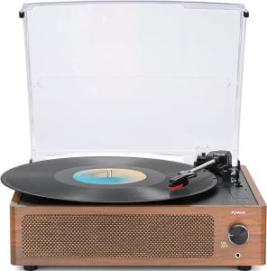 Vintage Wireless Turntable with Speakers for Vinyl
