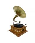 Vintage Style Copper and Wood Gramophone Player