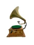 Vintage Style Copper and Wood Gramophone Player