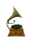 Vintage Style Copper and Wood Gramophone Player