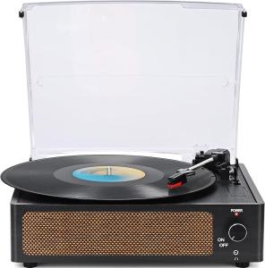 Vintage Wireless Vinyl Record Player with Speakers