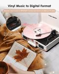 Vintage Bluetooth Vinyl Record Player Suitcase Rose Gold