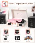 Vintage Bluetooth Vinyl Record Player Suitcase Rose Gold
