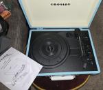 Teal Blue Vintage Portable Bluetooth Record Player
