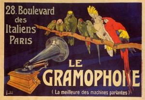 Vintage 1920s Le Gramophone Parrots Poster