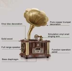 Topiky Retro Bluetooth Gramophone and Record Player