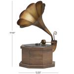 Antique-Style Metal Gramophone with Wooden Base