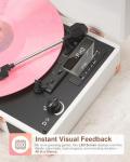 Vintage Bluetooth Vinyl Record Player in White Rose Gold