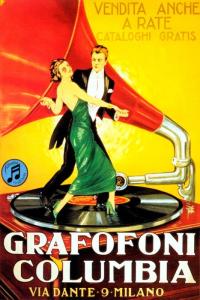 Italy Gramophone Columbia Dancing Couple Vintage Poster