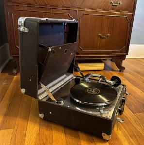 Paillard Swiss Portable Chrome Gramophone Player