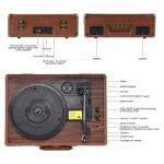 Popsky 3-Speed Vintage Bluetooth Record Player