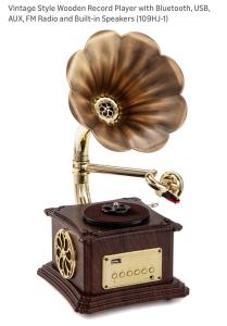 Vintage Mini Wooden Bluetooth Record Player with FM Radio