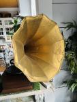 Vintage Wind-Up Gramophone with Gold Horn Soundbox