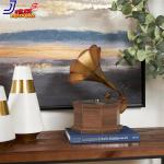 Antique Copper Gramophone with Wooden Base