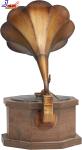 Antique Copper Gramophone with Wooden Base