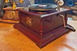 HMV Antique Wind-Up Phonograph with Brass Horn