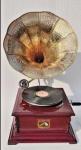 HMV Antique Wind-Up Phonograph with Brass Horn