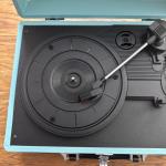Blue Vintage Suitcase Turntable Portable Record Player