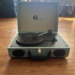 Blue Vintage Suitcase Turntable Portable Record Player