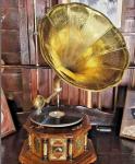 HMV Antique Wind-Up Gramophone with Brass Horn