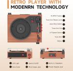 Vintage-Style Wireless Vinyl Record Player with Speakers