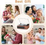 Vintage-Style Wireless Vinyl Record Player with Speakers