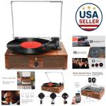 Vintage 3-Speed Bluetooth Gramophone with Speakers