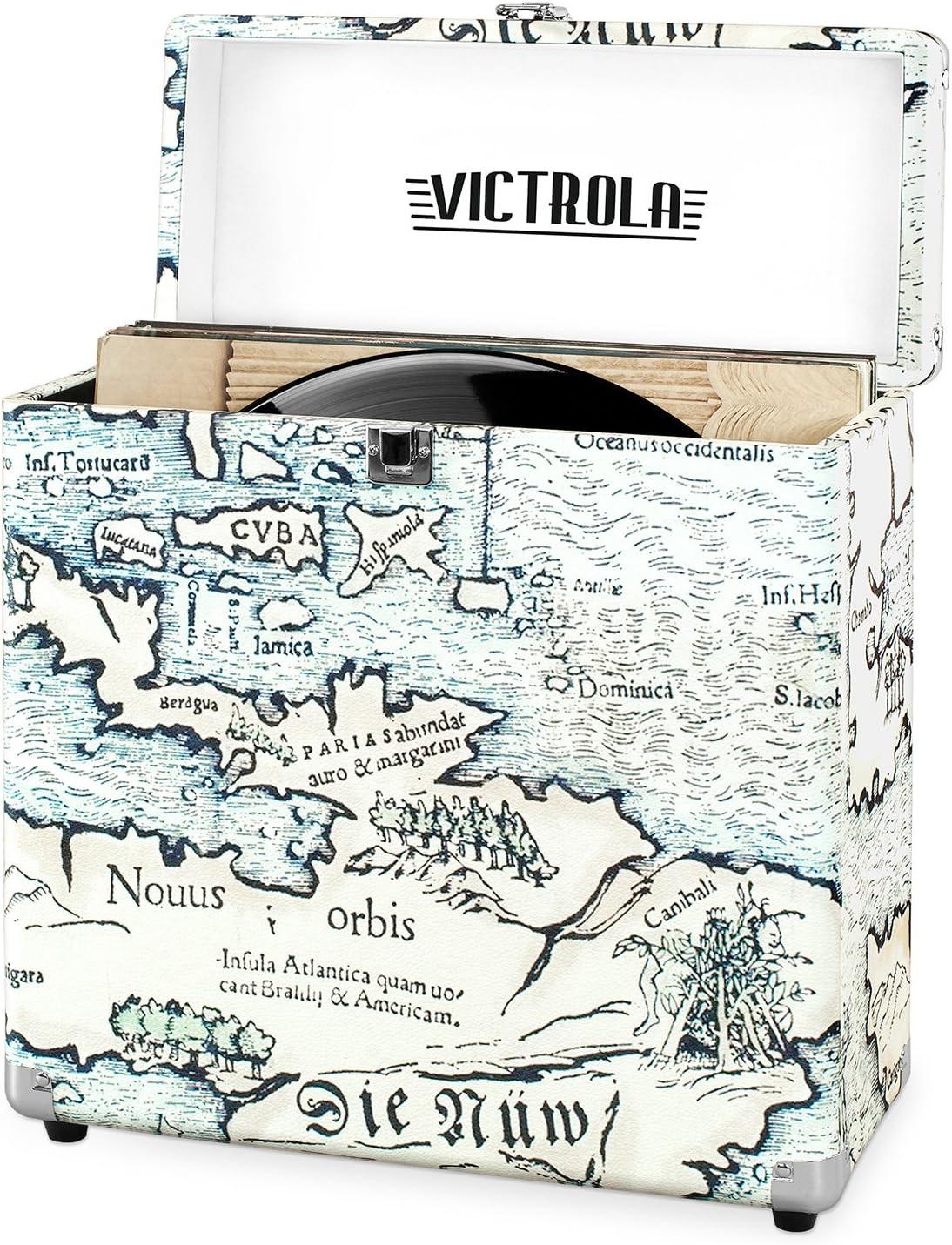 Victrola Retro Map Vinyl Record Carrying Case