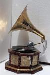 HMV Antique Wind-Up Gramophone with Brass Horn
