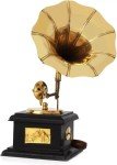 Vintage Brass Gramophone Decor for Office Desk