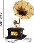 Vintage Brass Gramophone Decor for Office Desk