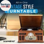 Vintage-Style Turntable with Bluetooth and CD Player