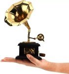 Vintage Brass Gramophone Decor for Office Desk