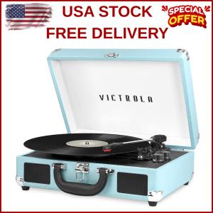 Bluetooth Vintage Suitcase Record Player with Speakers