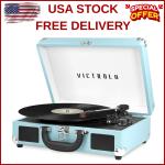 Bluetooth Vintage Suitcase Record Player with Speakers