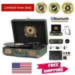 Vintage Military Green Bluetooth Turntable Suitcase