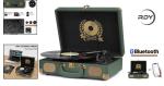 Vintage Military Green Bluetooth Turntable Suitcase