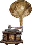 Vintage-Style Brass and Wood Wind-Up Gramophone