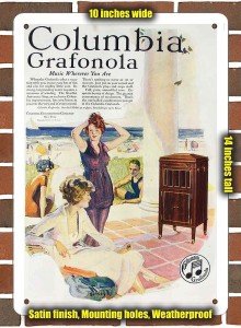 1920 Columbia Gramophone Metal Sign - 10x14 inches