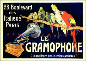 Vintage Paris Gramophone Music Poster Print