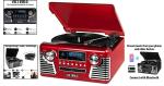 Compact Red Vintage Record Player with Bluetooth