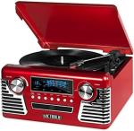 Compact Red Vintage Record Player with Bluetooth