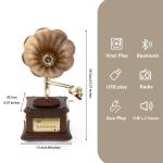 Retro Wooden Record Player with Bluetooth & USB