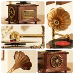 Retro Wooden Record Player with Bluetooth & USB