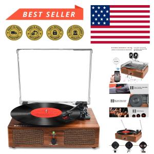 Wireless Vintage Vinyl Record Player with Speakers