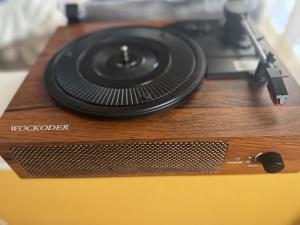 WOCKODER Vintage Turntable with Built-In Speakers