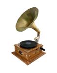 Vintage Copper and Wood Gramophone for Home Decor