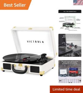 Retro Portable Turntable with Bluetooth & 3 Speeds